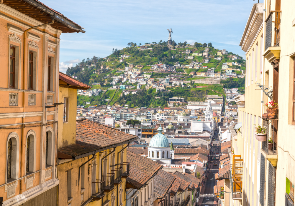 quito-cityscape-gallery View of hillside cityscape in Quito, Ecuador