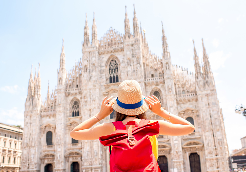 student-church-monument-gallery Study abroad student standing in front of monument