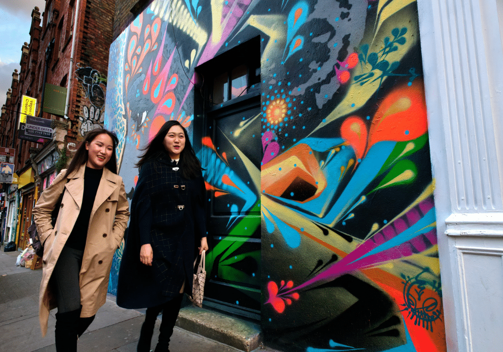 Students walking in London