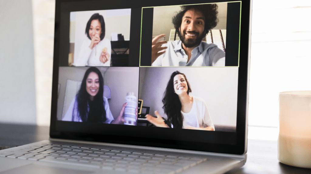 Friends video chatting from different parts of the world